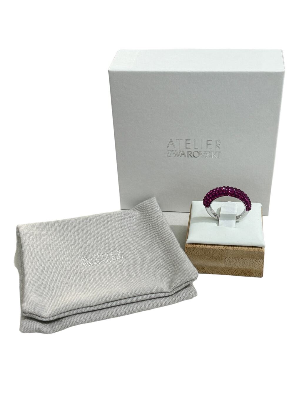 Swarovski Atelier Tigris ring Pink, Rhodium plated SIZE USA58/8 NEW